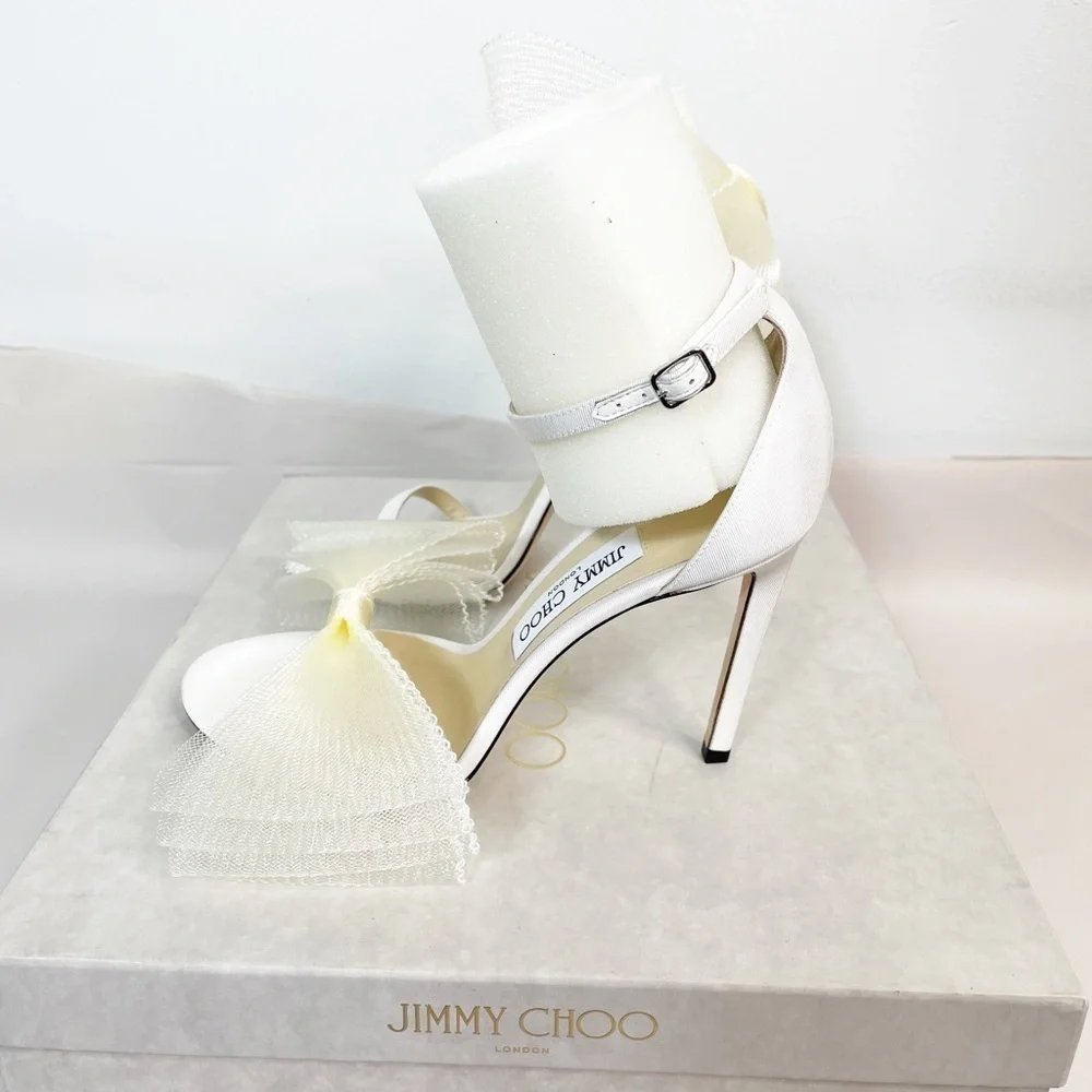 Jimmy Choo Aveline 100MM Tulle Bow Heels